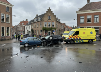 Flinke ravage en oliespoor na harde botsing op kruising Tongerenstraat