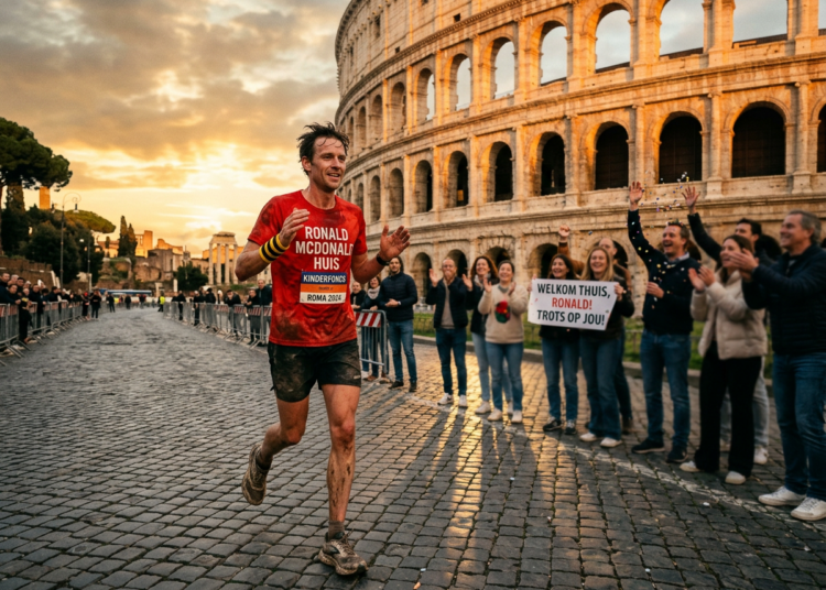 Na 51 marathons in nog geen twee maanden bereikt hardloper te voet de eindstreep in Rome Na 51 marathons in nog geen twee maanden bereikt hardloper te voet de eindstreep in Rome
